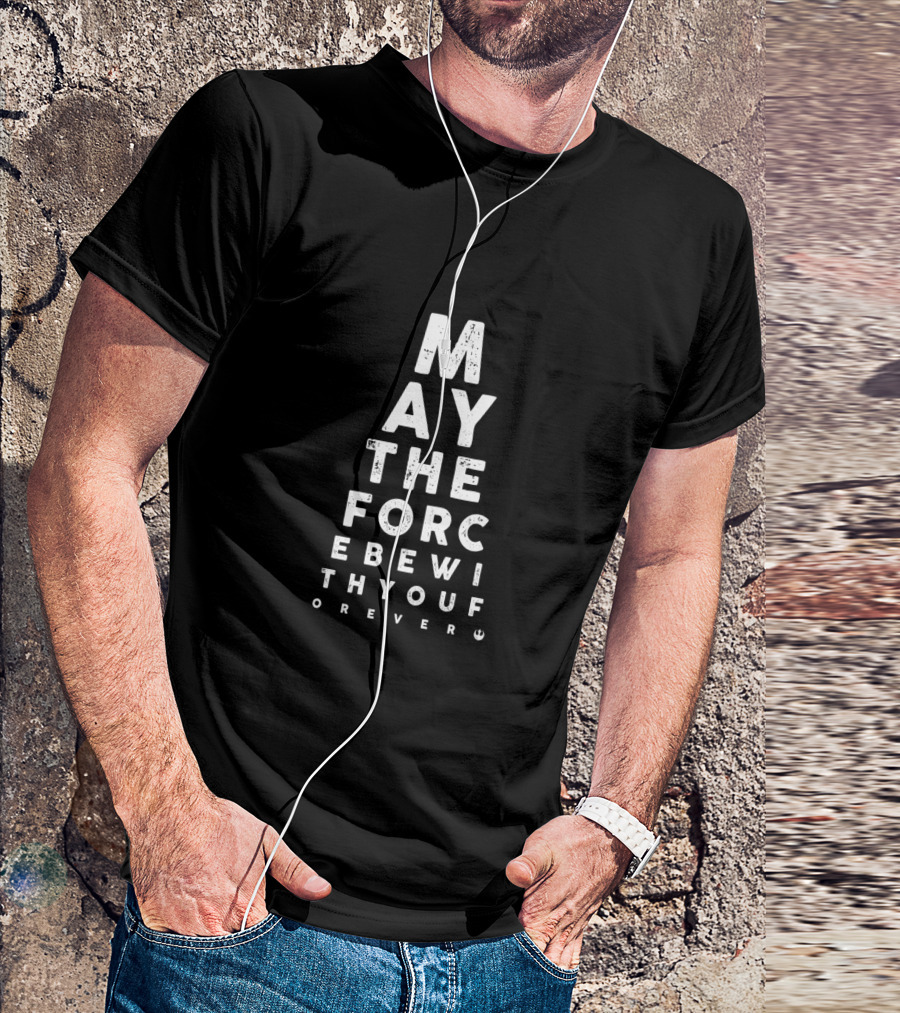 Star Wars May The Force Be With You Forever Eye Chart Text Pyramid T-Shirt