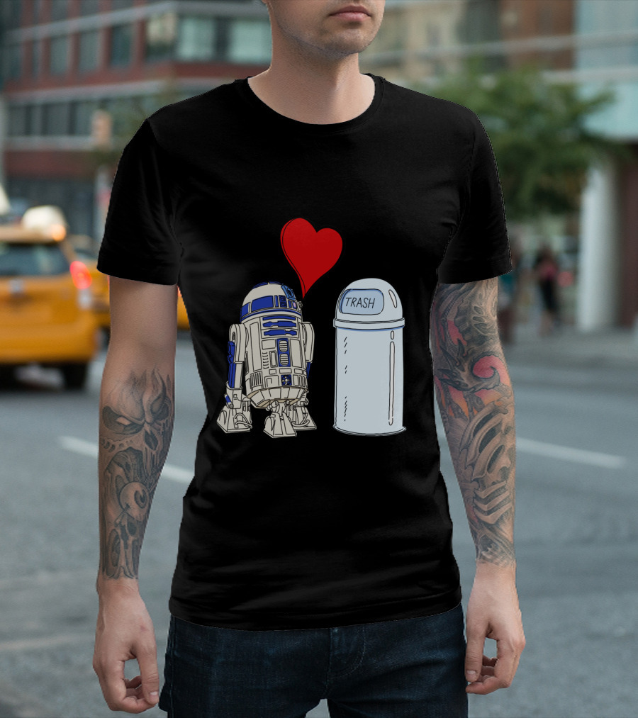 Star Wars R2 D2 Heart Trash Can Love T-Shirt