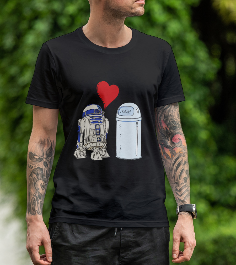 Star Wars R2 D2 Heart Trash Can Love T-Shirt
