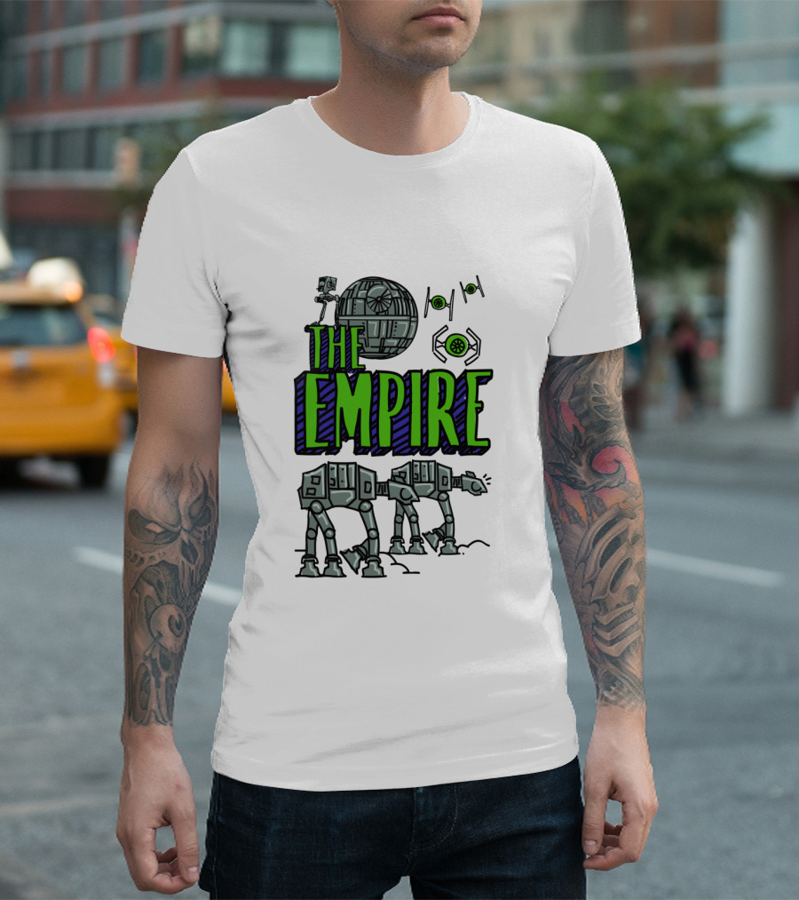 Star Wars The Empire Death Star And AT-AT Walkers Doodle T-Shirt