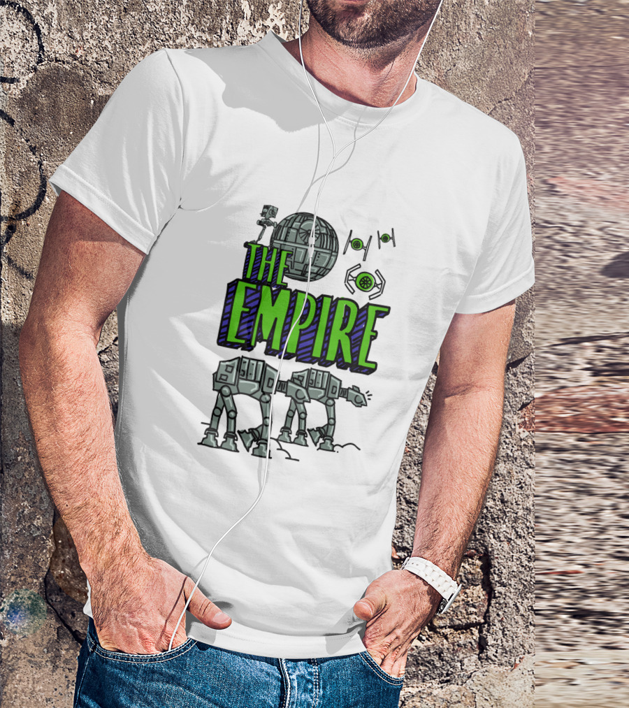 Star Wars The Empire Death Star And AT-AT Walkers Doodle T-Shirt