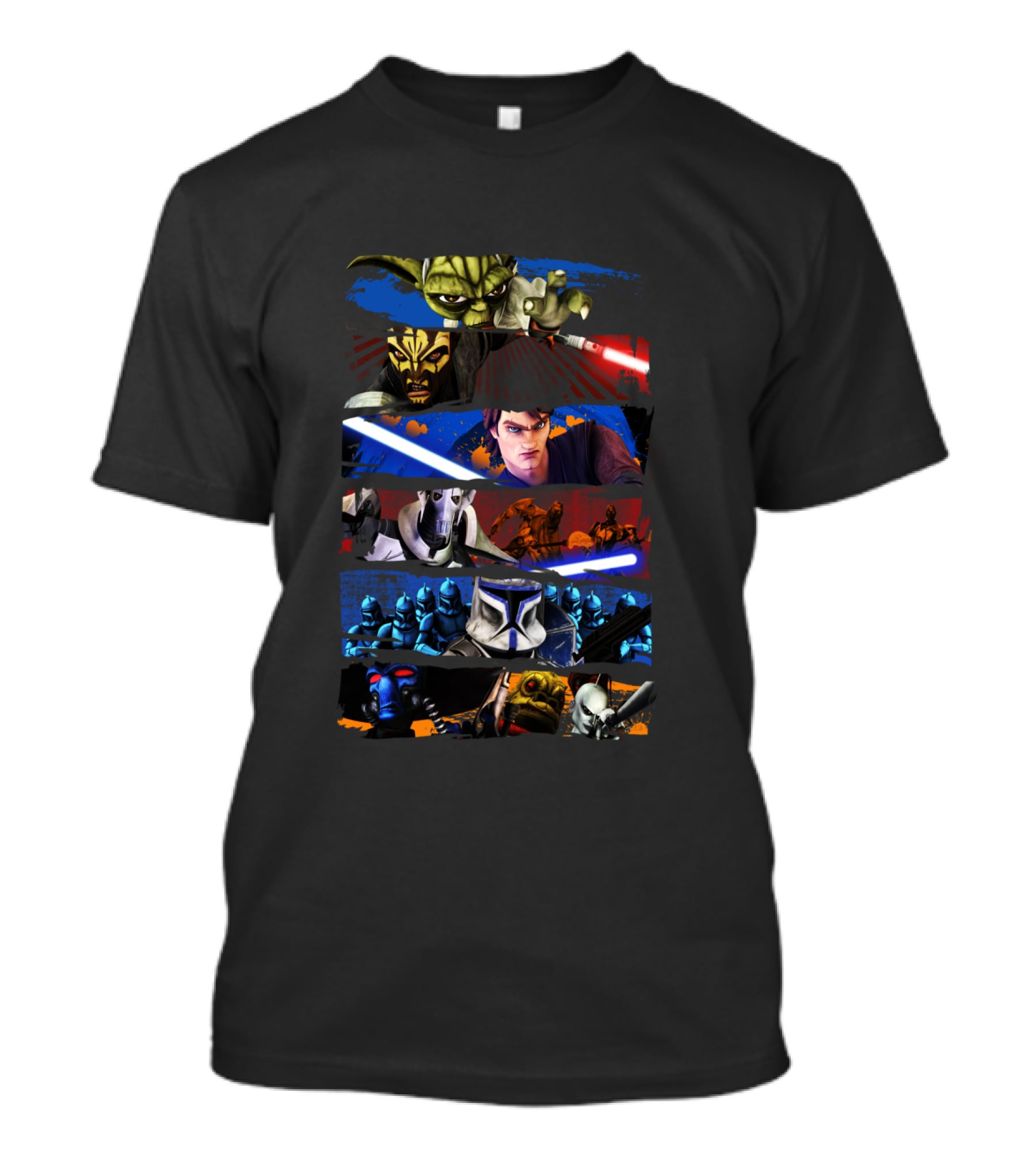 Star Wars The Clone Wars Character Panels Yoda Maul Anakin Grievous Clones T-Shirt