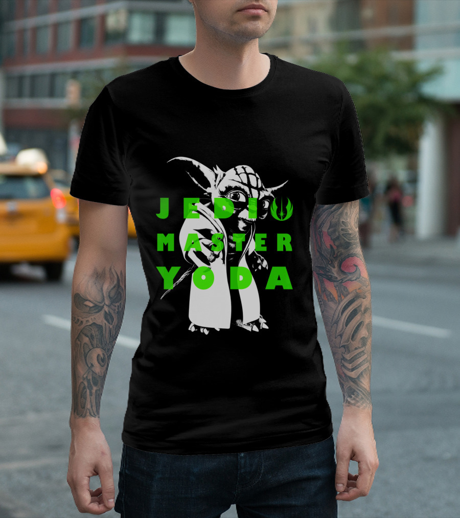 The Clone Wars Yoda Jedi Master Green Text Overlay T-Shirt