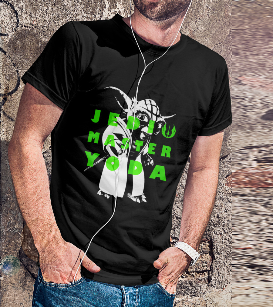 The Clone Wars Yoda Jedi Master Green Text Overlay T-Shirt