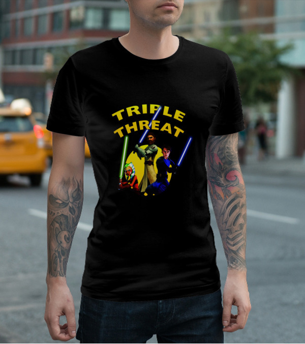 Star Wars The Clone Wars Jedi Trio Triple Threat T-Shirt