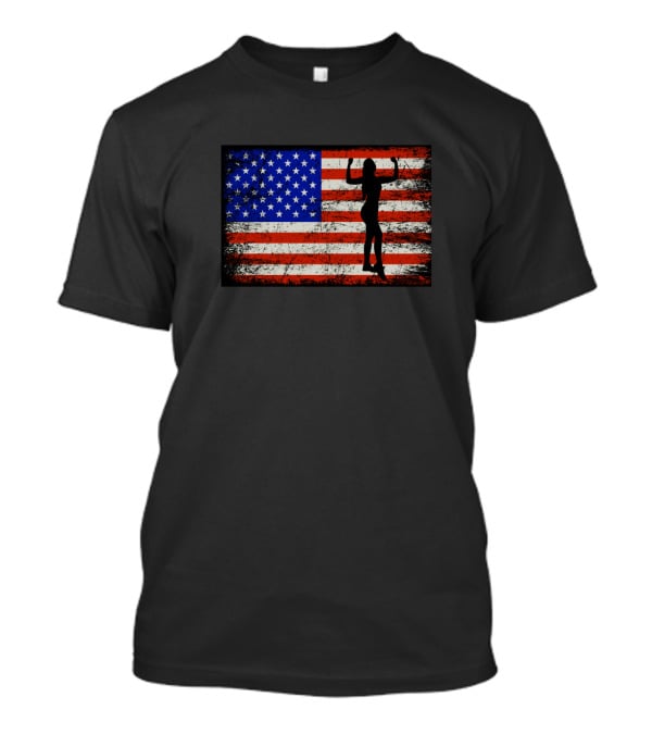 American Flag Bodybuilding Gym Silhouette Fitness Usa T-Shirt