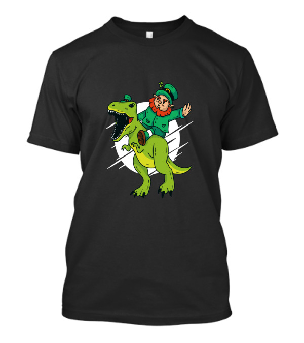 Leprechaun Riding Dinosaur Fantasy Adventure T-Shirt
