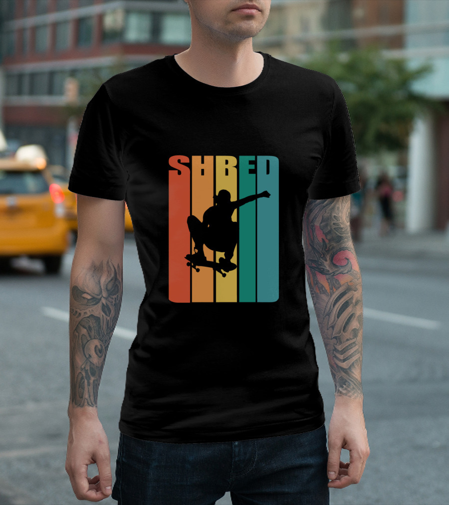 Shred Skateboarding Retro Silhouette Skate T-Shirt