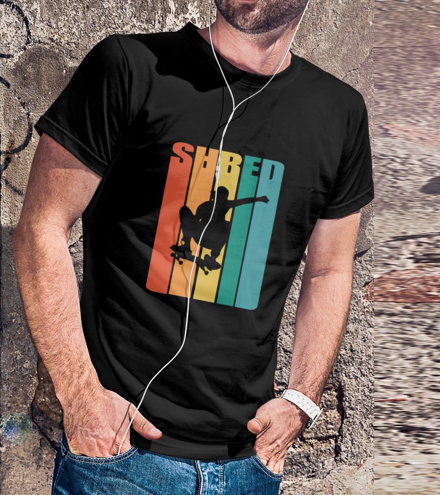 Shred Skateboarding Retro Silhouette Skate T-Shirt