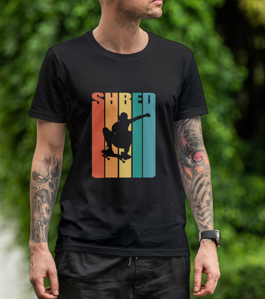 Shred Skateboarding Retro Silhouette Skate T-Shirt