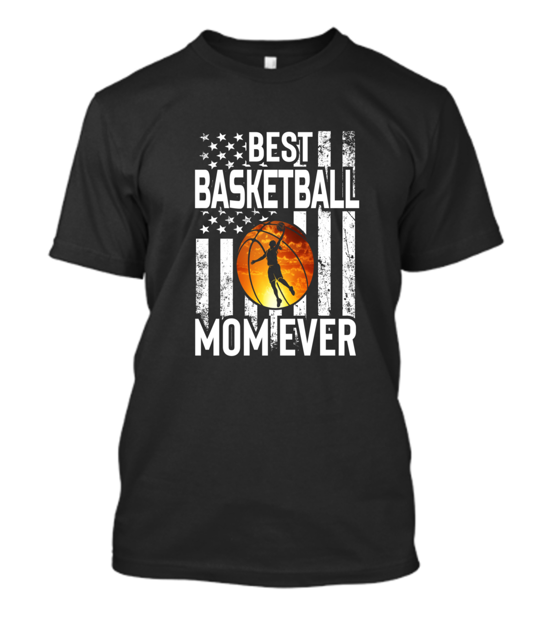 Best Basketball Mom Ever Vintage American Flag Basketball Dunk T-Shirt