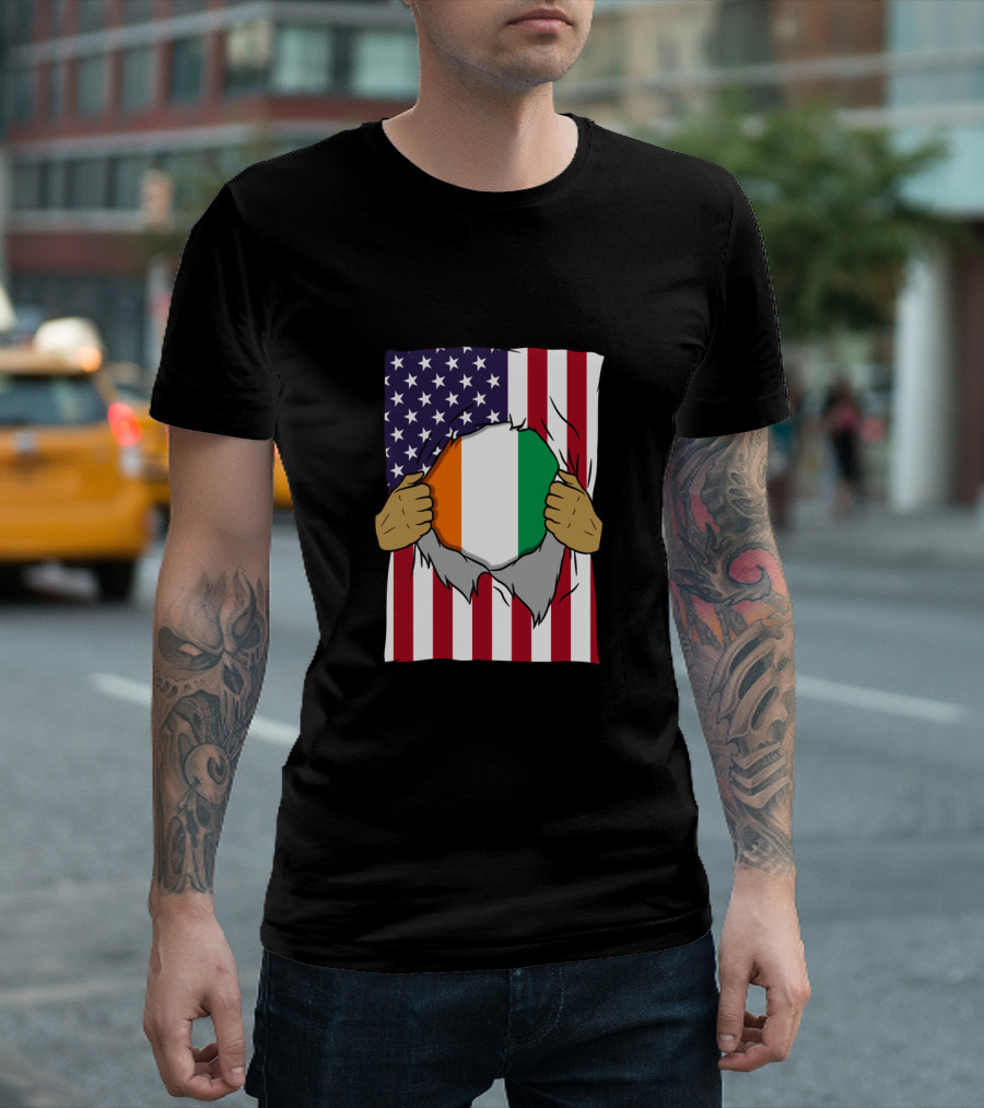 Ivory Coast Flag Inside American Flag Ivorian Pride Home T-Shirt