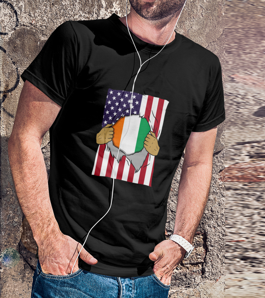 Ivory Coast Flag Inside American Flag Ivorian Pride Home T-Shirt