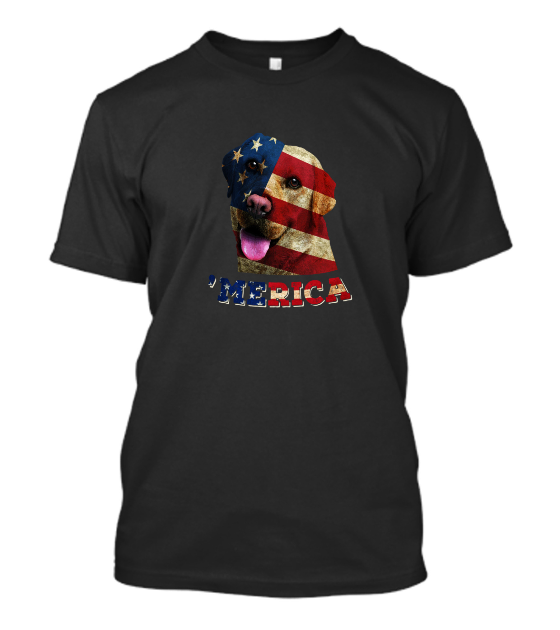 Labrador With American Flag Face 'Merica 4th Of July T-Shirt