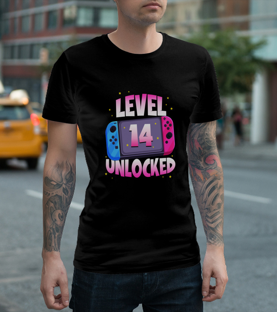 Level 14 Unlocked Birthday Girl 14 Years Old Video Games Console T-Shirt