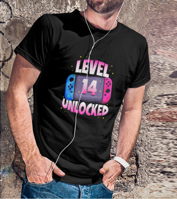 Level 14 Unlocked Birthday Girl 14 Years Old Video Games Console T-Shirt