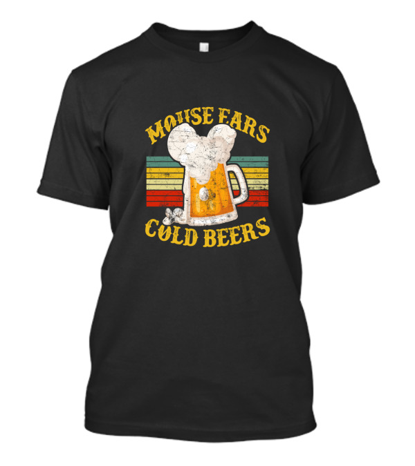 Mouse Ears Cold Beers Vintage Drinker's Mug With Retro Stripes T-Shirt