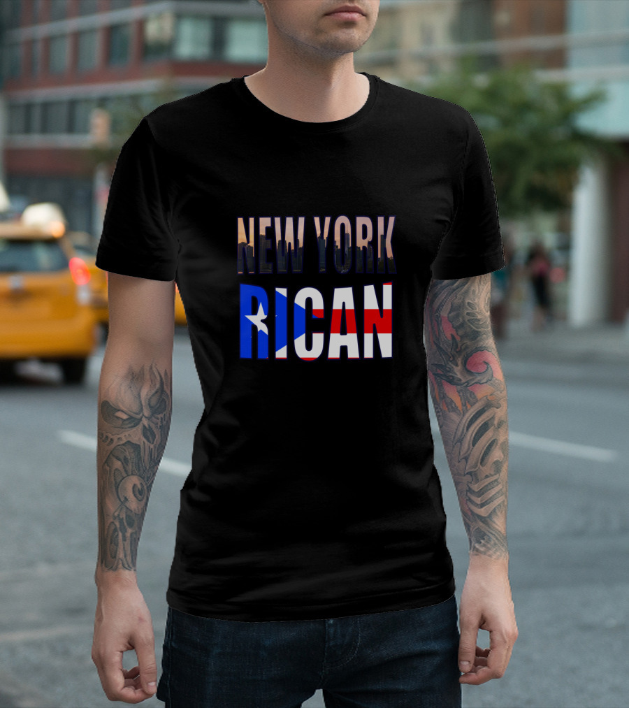 New York Rican Puerto Rico Heritage Flag Skyline T-Shirt