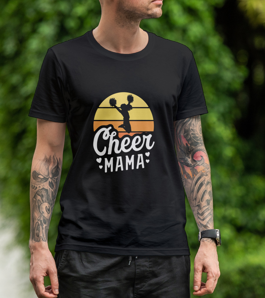 Retro Sunset Cheer Mama Cheerleader Mom T-Shirt