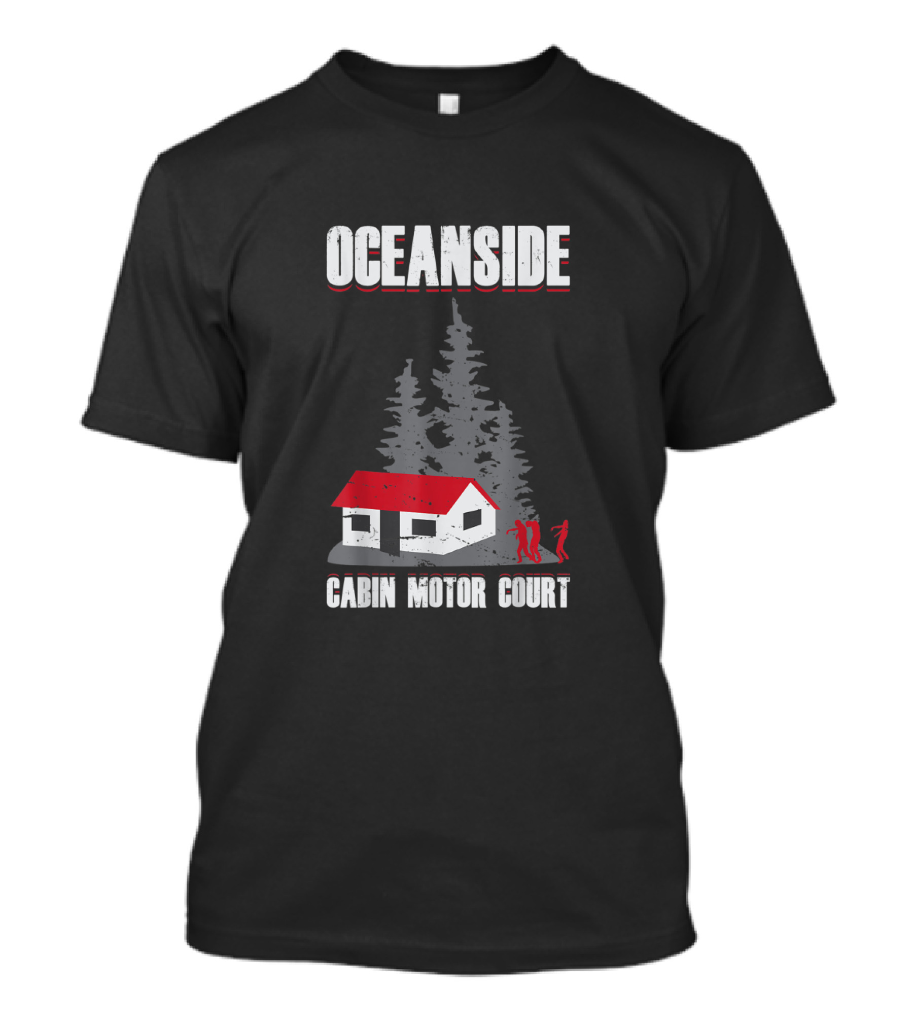 Oceanside Cabin Motor Court Walking Dead Forest Zombies Scene T-Shirt