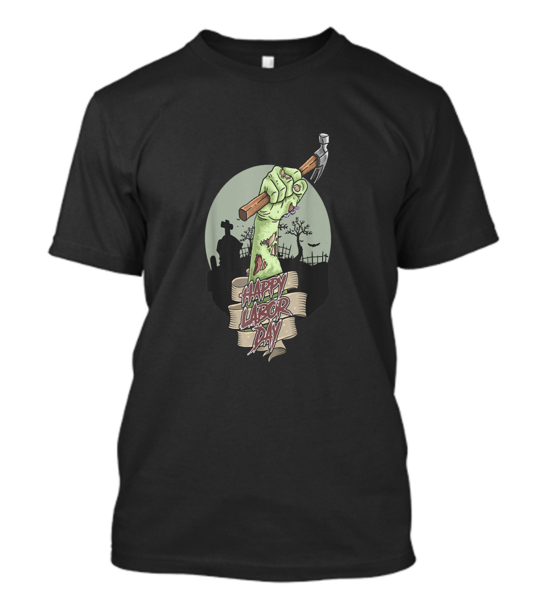 Happy Labor Day Zombie Graveyard Hammer T-Shirt