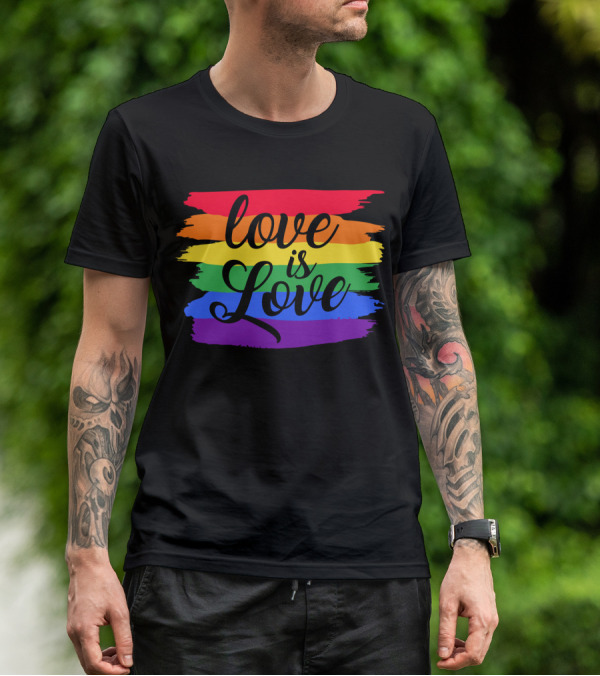 Love Is Love Rainbow Flag Colorful Pride T-Shirt