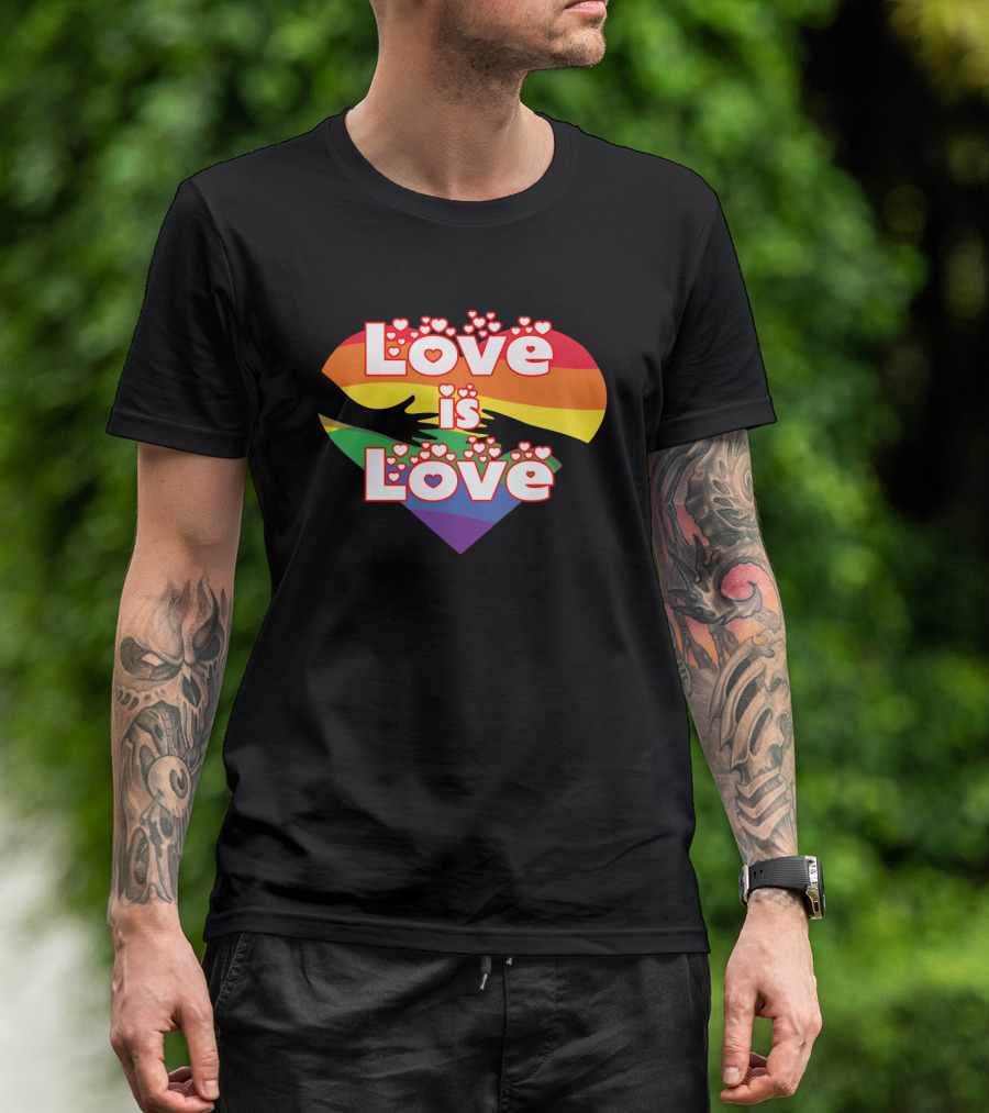 Love Is Love Hands Rainbow Flag Heart T-Shirt