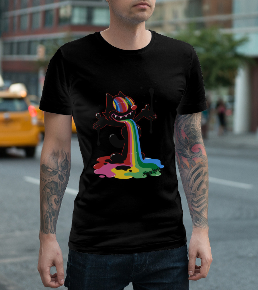 Felix The Cat Rainbow Splatter Art by Zed1 T-Shirt