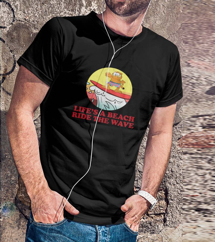 Garfield Surfing Adventure Life's A Beach Ride The Wave T-Shirt