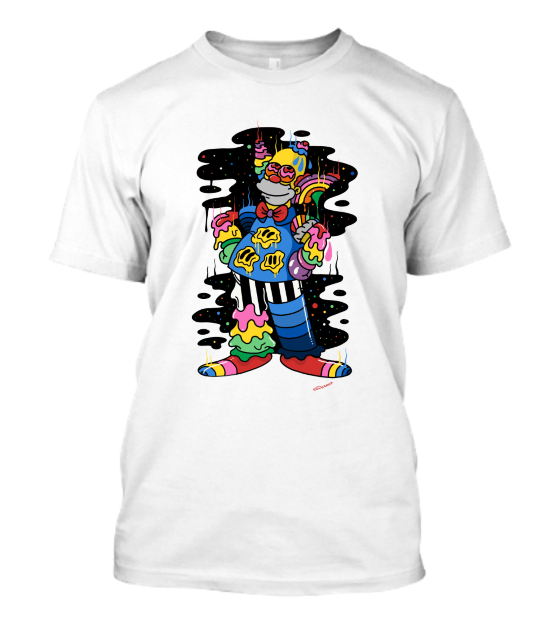 Krusty The Clown Psychedelic Groovy Neon Drip T-Shirt