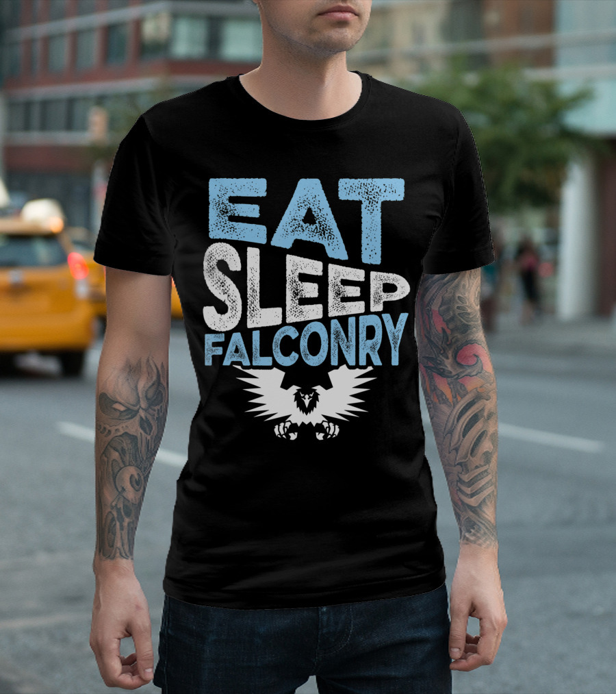 Eat Sleep Falconry Birds of Prey Falcon Lover with Bold Text and Eagle T-Shirt