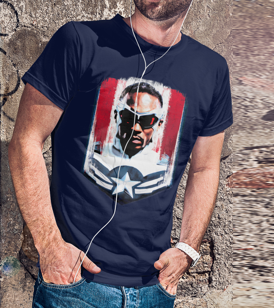Marvel Captain America Sam Wilson Falcon Soldier Iconic Shield T-Shirt