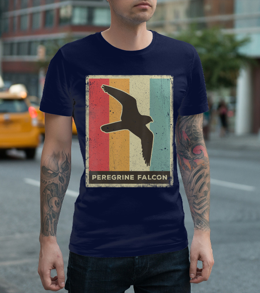 Peregrine Falcon Lover Vintage Animal Retro Stripes T-Shirt