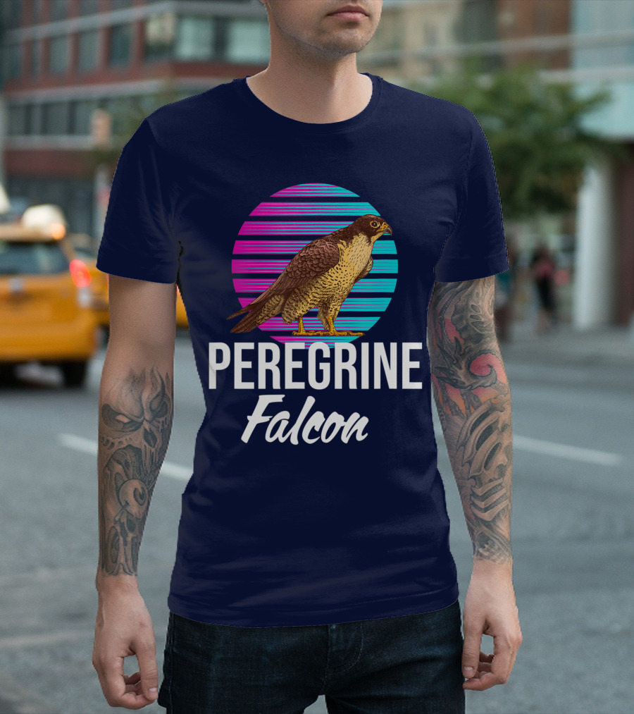 Peregrine Falcon Bird Retro Stripes Falcon Animal T-Shirt