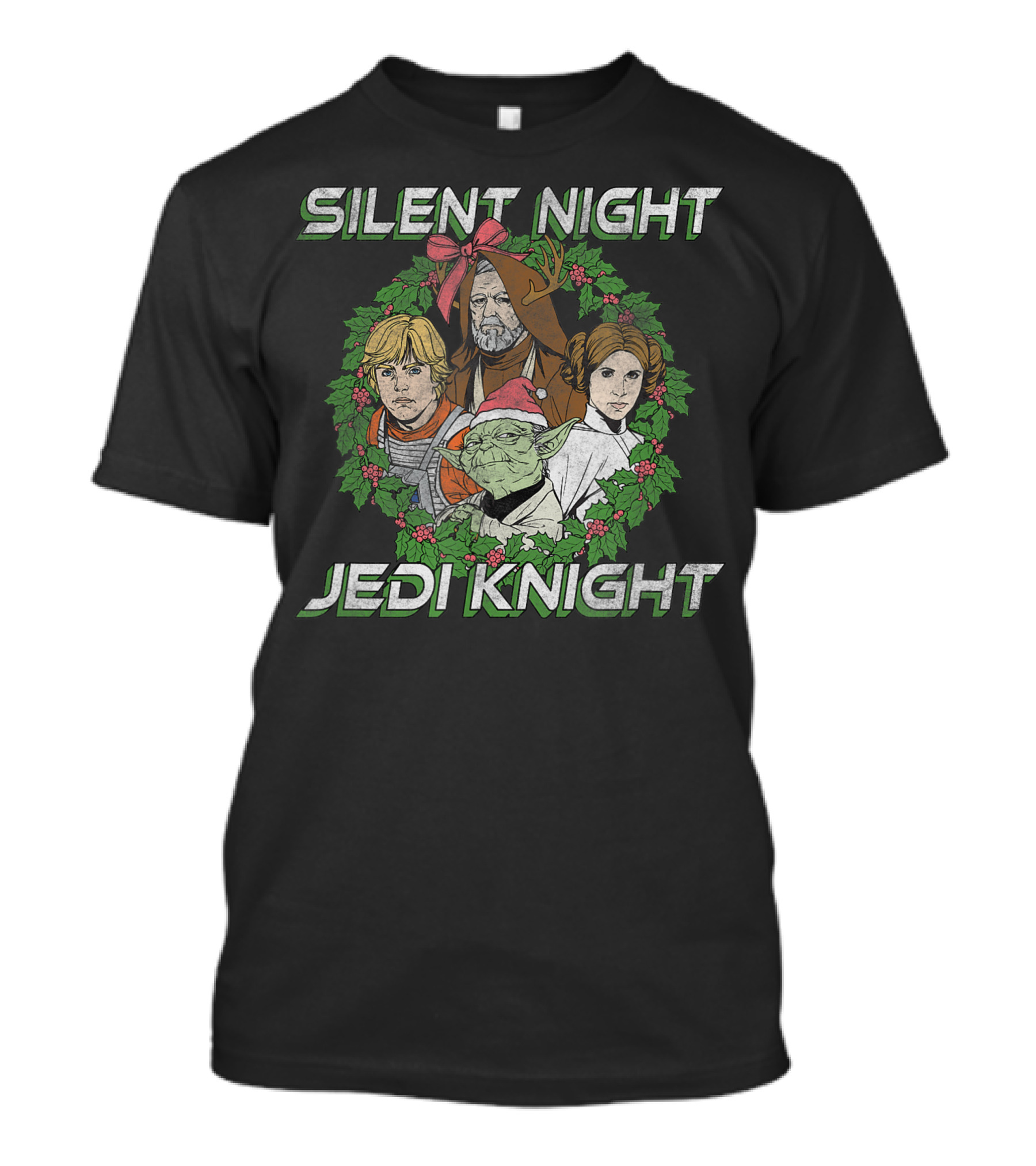 Silent Night Jedi Knight Star Wars Christmas Wreath Group T-Shirt