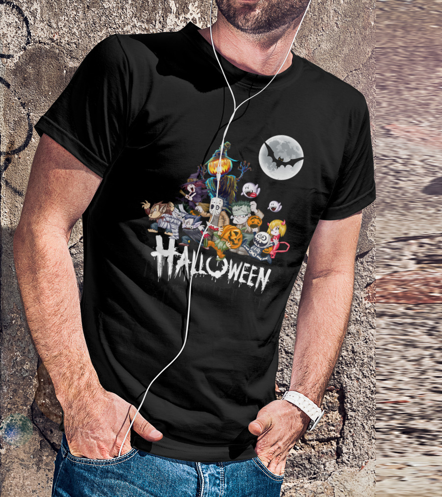 Character Halloween Pumpkin Scarecrow Moon Ghosts Bat Halloween T-Shirt