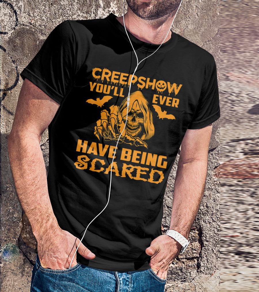 Creepshow You'll Ever Have Being Scared Horror Skeleton Hooded Grim Reaper With Bats T-Shirt