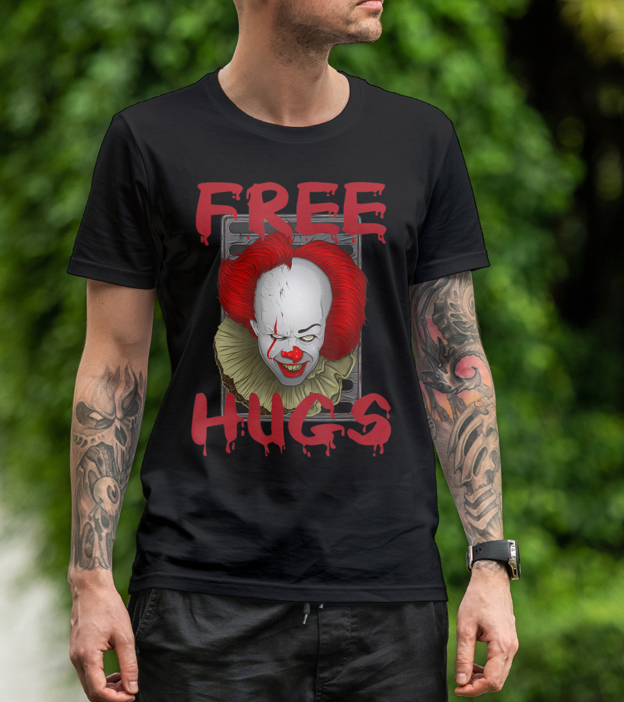 Free Hugs Halloween Evil Killer Scary Clown T-Shirt