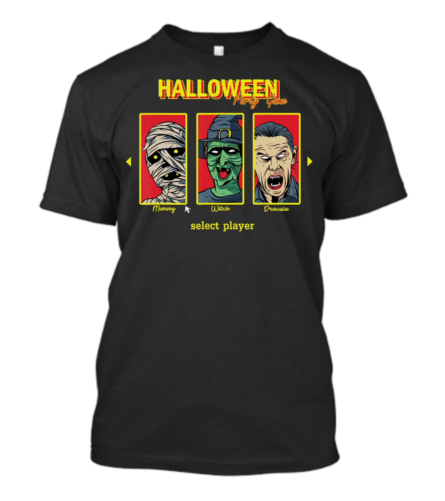 Halloween Party Game Mummy Witch Dracula Select Player T-Shirt
