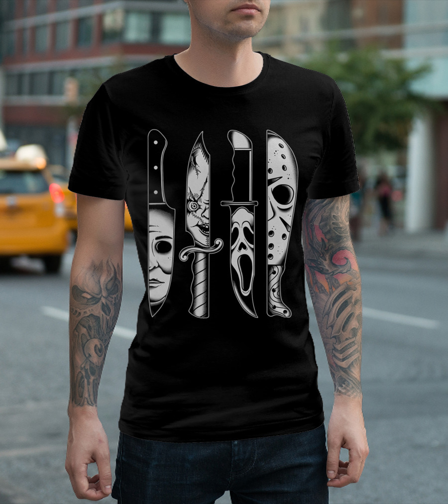 Horror Movie Knives Machete Friday Scary Icons T-Shirt