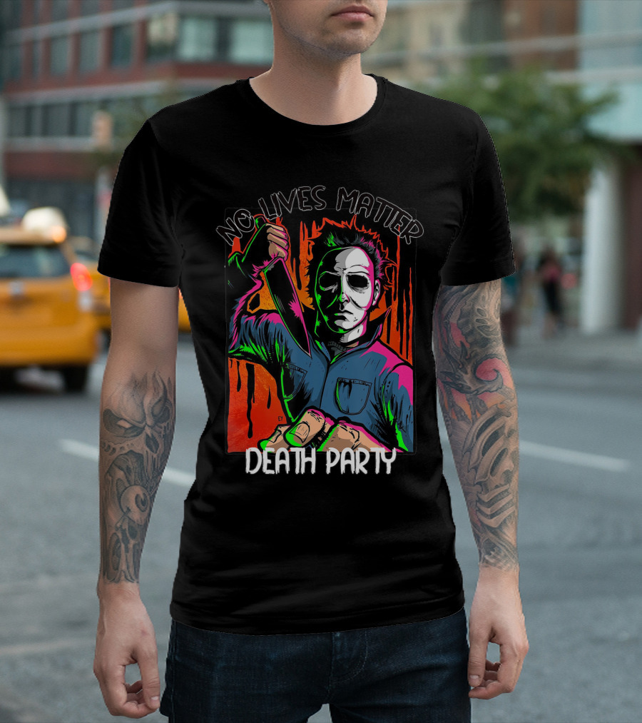 No Lives Matter Death Party Halloween Horror Character with Knife T-Shirt