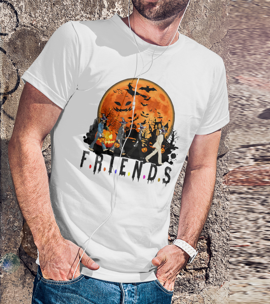 Halloween Friends Full Moon Walk With Characters Trick Or Treat T-Shirt
