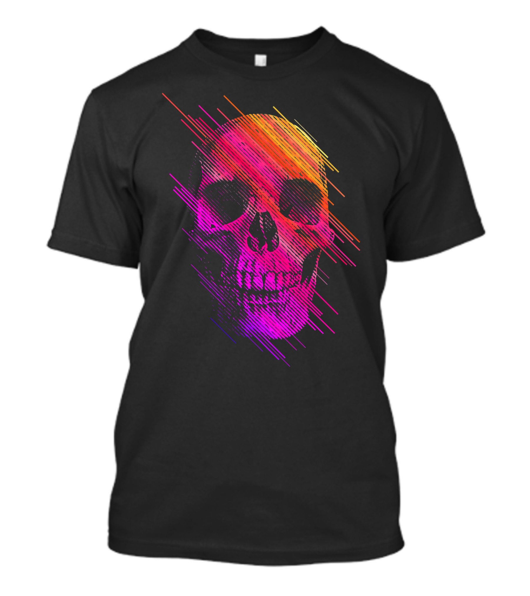 Colorful Skull Vibrant Neon Streaks T-Shirt
