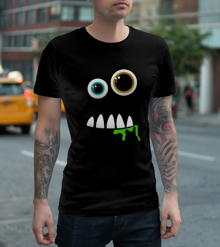 Funny Monster Face With Goofy Eyes And Drooling Green Slime T-Shirt