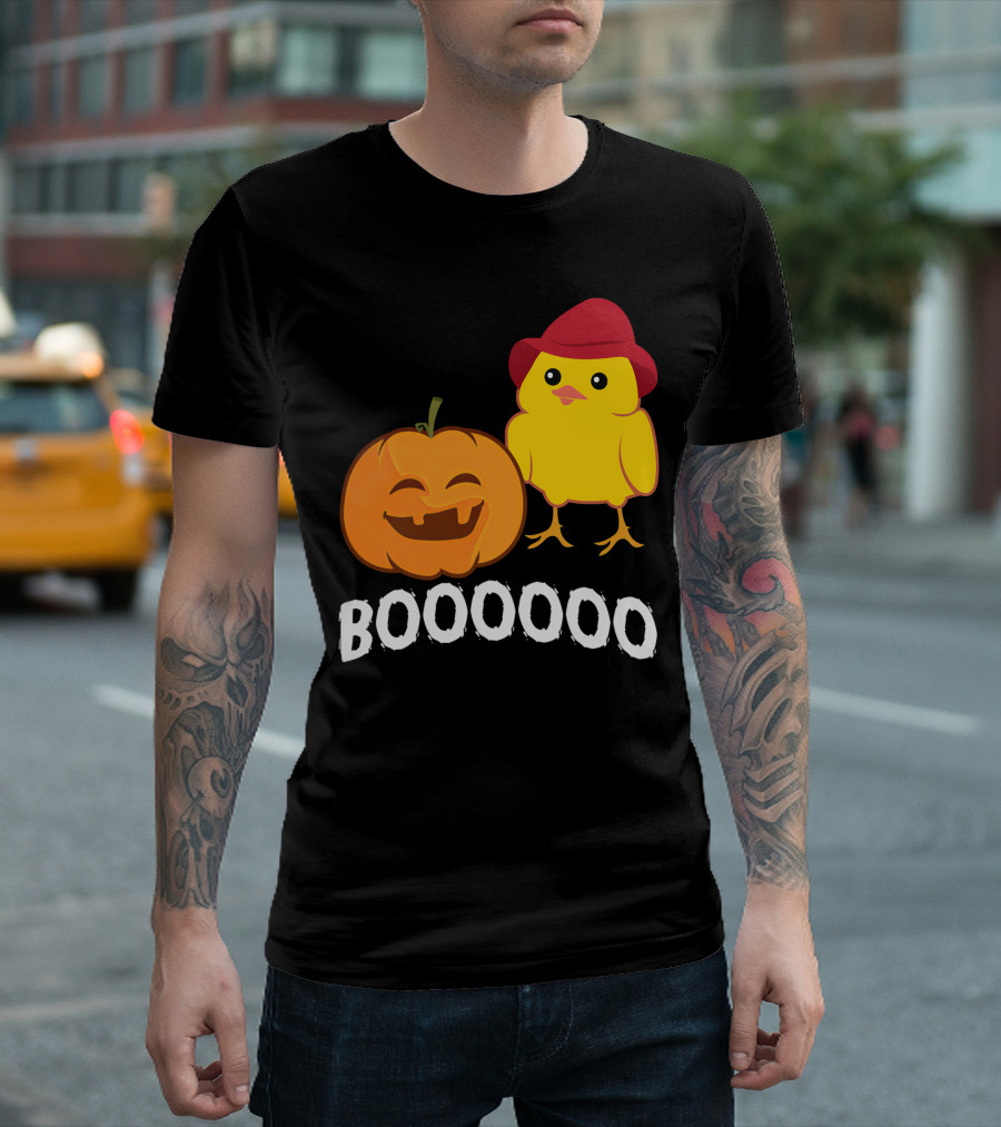 BOOOOO Halloween Funny Pumpkin And Chicken T-Shirt