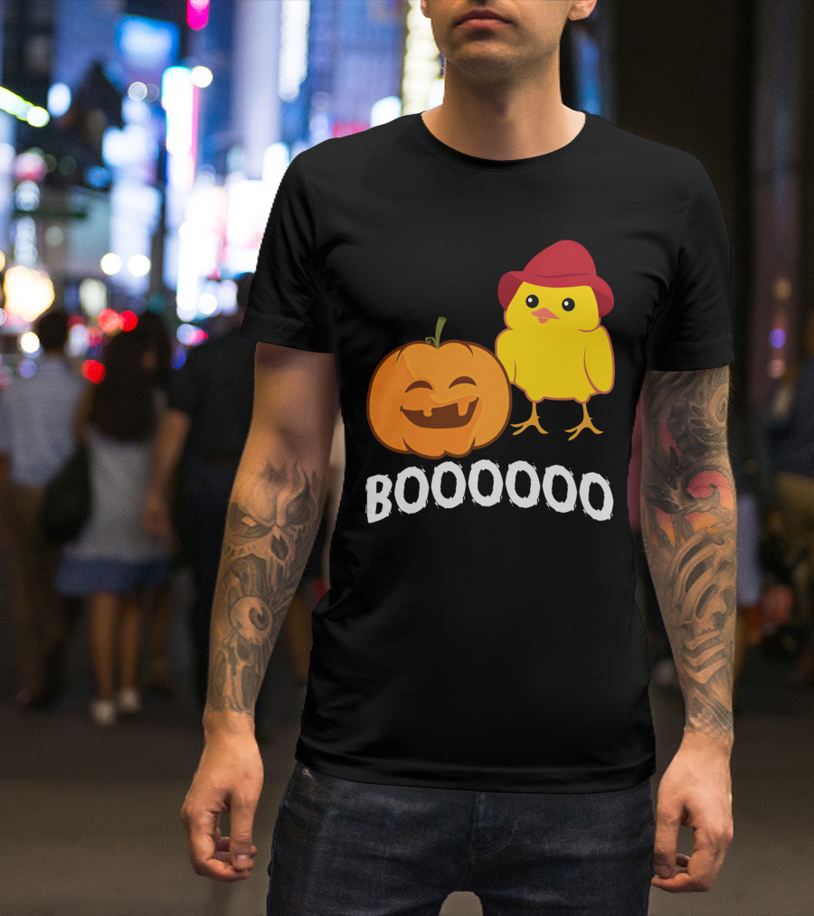 BOOOOO Halloween Funny Pumpkin And Chicken T-Shirt