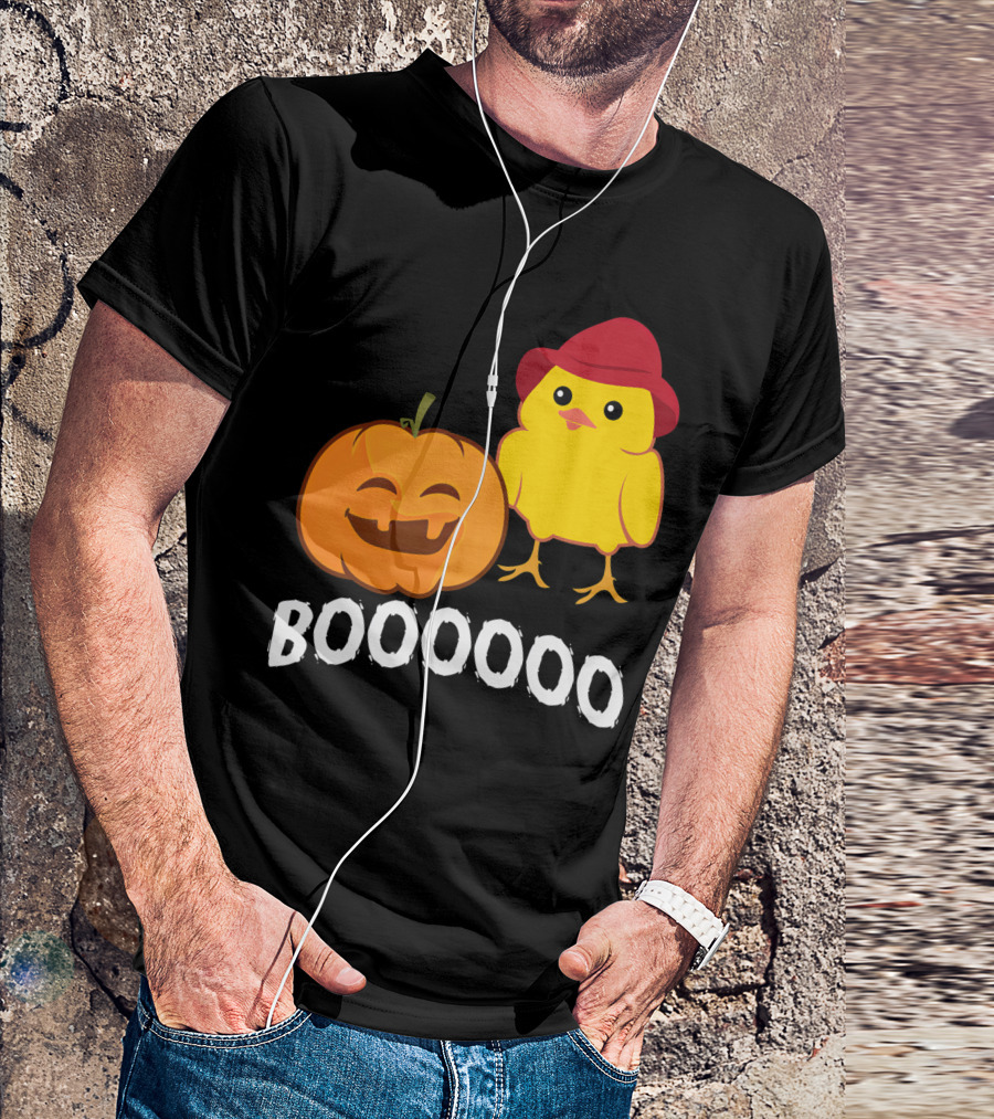 BOOOOO Halloween Funny Pumpkin And Chicken T-Shirt
