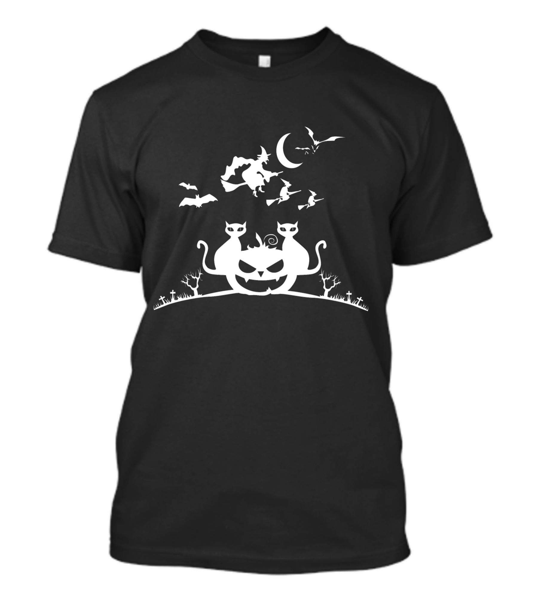 Halloween Cats Jack-o'-Lantern Witches Moon Bats T-Shirt
