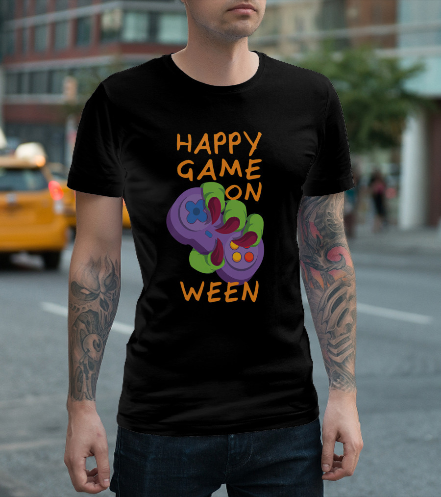 Happy Game On Ween Halloween Gamer Gaming Slogan Holiday Gamer T-Shirt