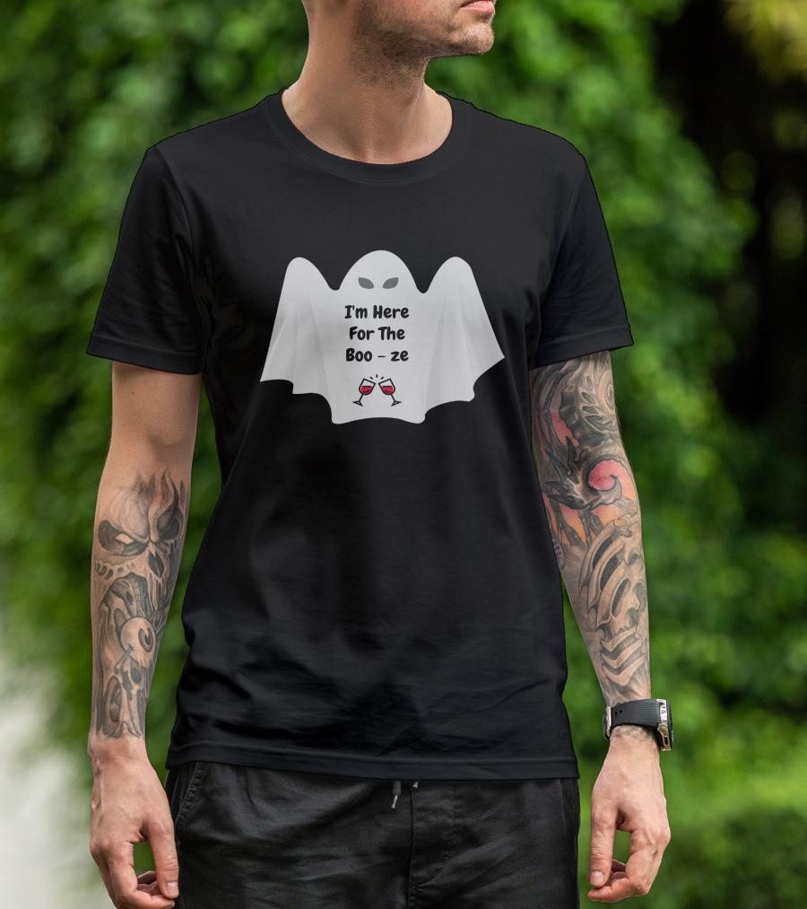 I'm Here For The Boo-ze Halloween Ghost T-Shirt